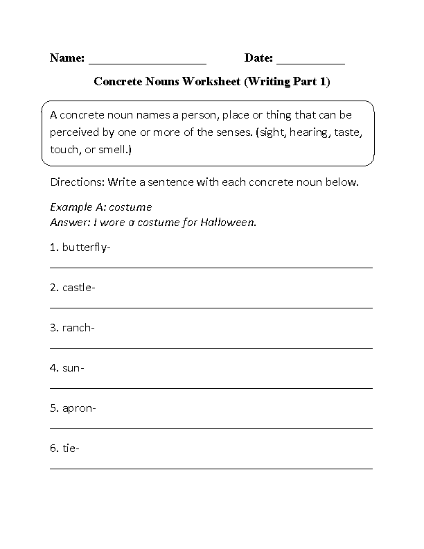 concrete nouns worksheet