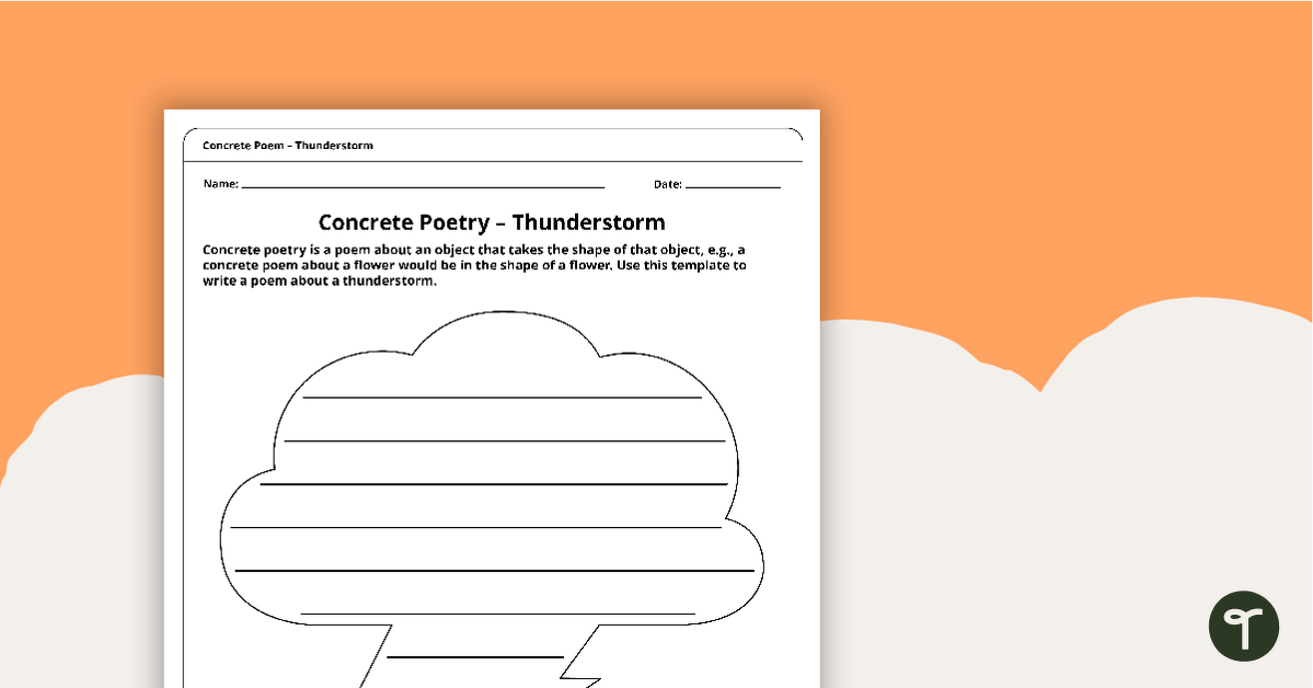 Concrete Poem Template - Thunderstorm | Teach Starter