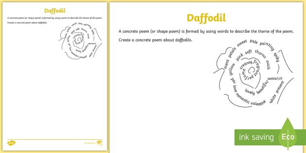 Daffodil Concrete Poem Activity (teacher made) - Twinkl