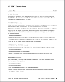 Examples of Concrete Poems Lesson Plans &  Worksheets