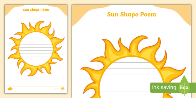 Sun Concrete Poem Template - Shape Poetry - KS1 - Twinkl