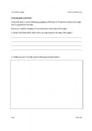English worksheets: Concrete poetry