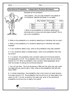 Conditional Probability Worksheet With Answers Pdf - Fill Online ...