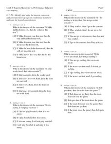 Identify the Inverse of Six Conditional Statements Worksheet for ...