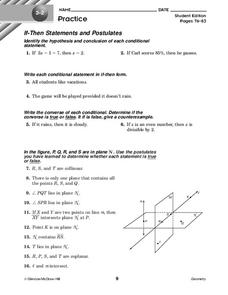 If-Then Statements and Postulates Worksheet for 10th Grade ...