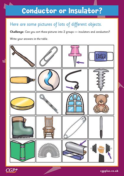 Conductor or Insulator Sorting Activity (Year 4) | CGP Plus