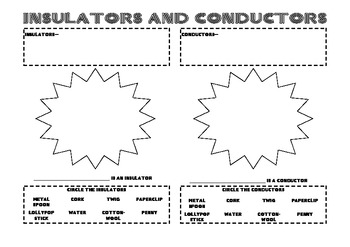 Insulators and conductors worksheet by The Eternal Teacher | TPT