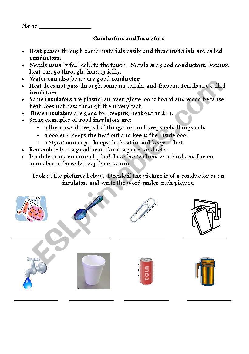 conductors and insulators worksheet answers
