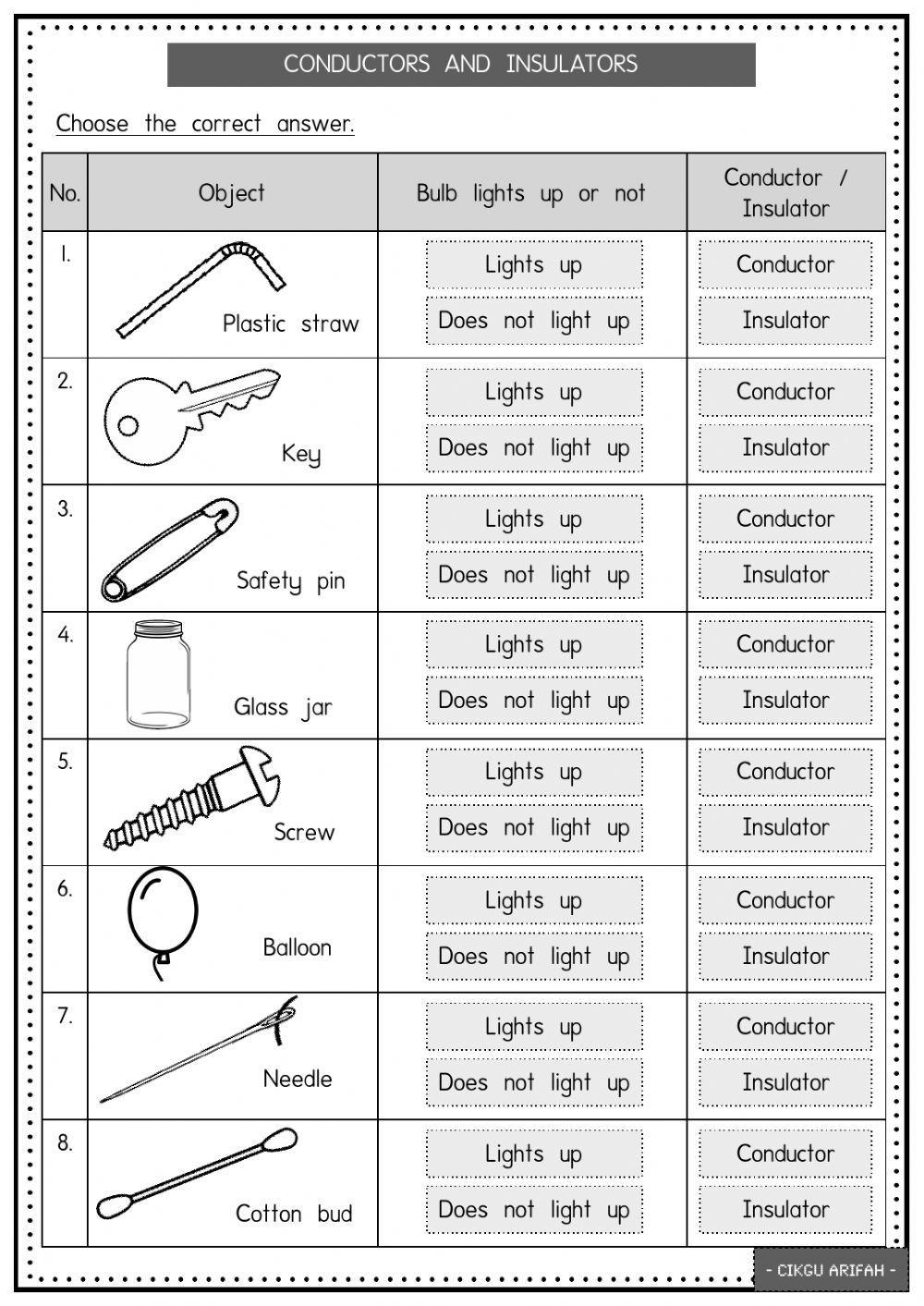 Conductor and Insulator | ARIFAH  