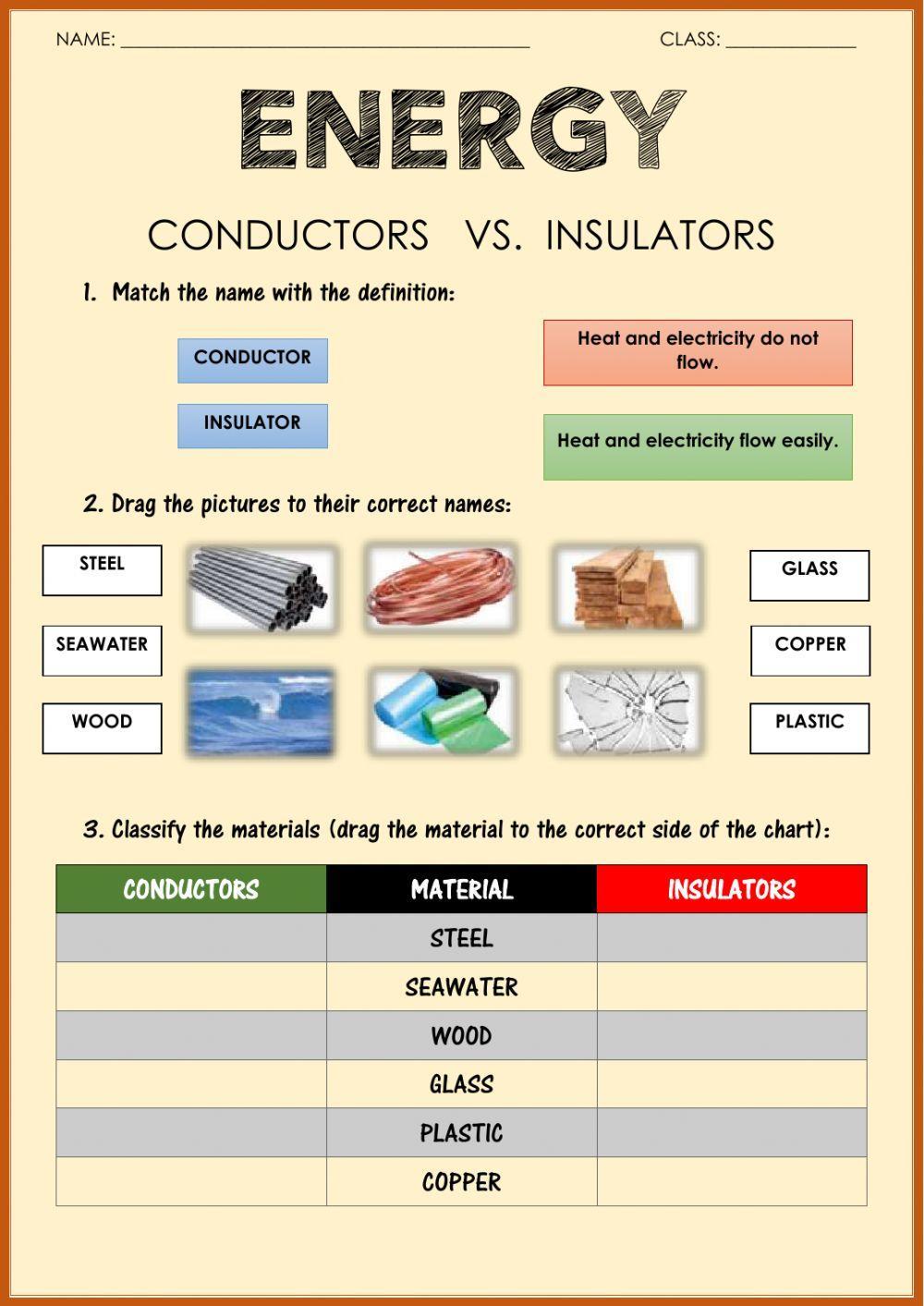 conductors and insulators worksheet