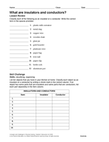 conductors and insulators worksheet