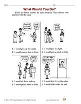 Conflict Resolution: What Would You Do? Printable (2nd Grade ...