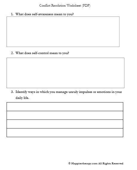 Conflict Resolution Worksheet (PDF) | HappierTHERAPY