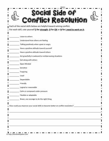 conflict resolution skills worksheet
