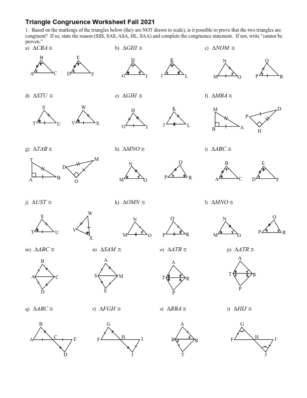 congruence and triangles worksheet answers