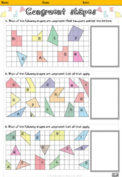 Congruent Shapes Worksheet and Notes Page