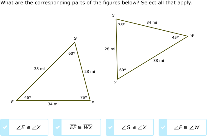 IXL | Side lengths and angle measures of congruent figures | 8th ...