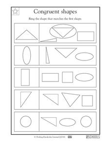 Congruent Shapes Worksheet for Kindergarten - 1st Grade | Lesson ...