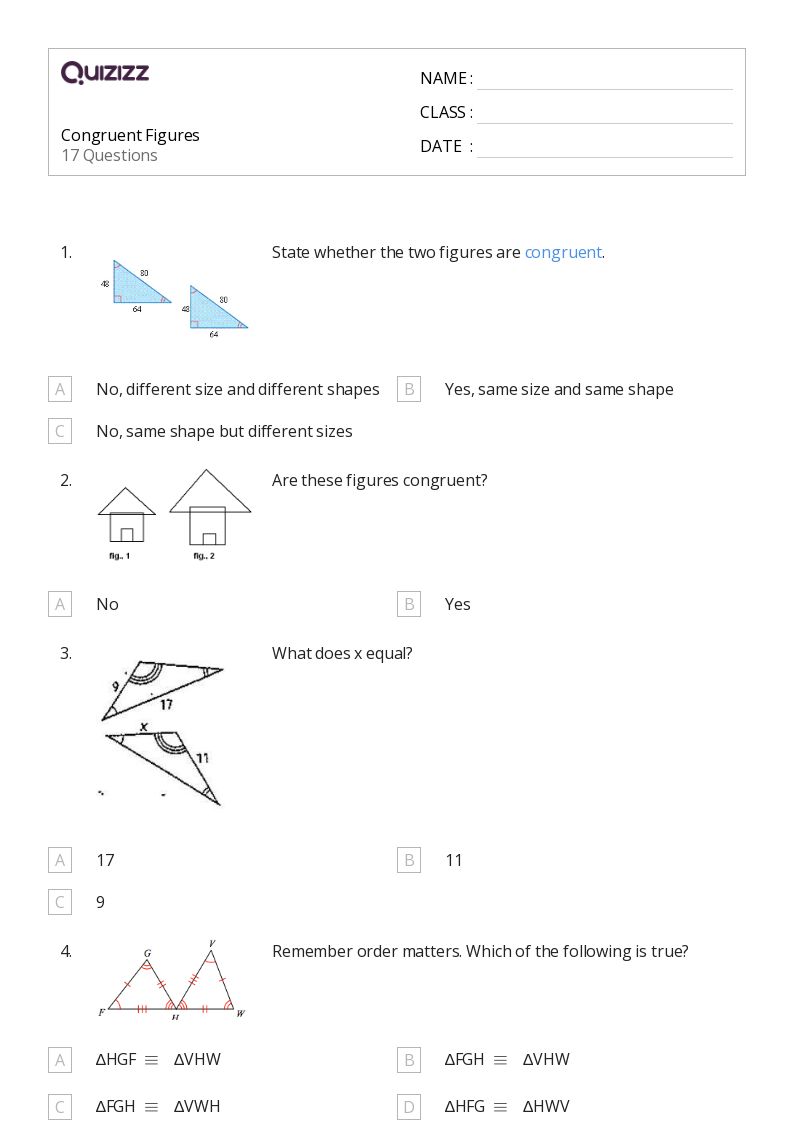 congruent figures worksheet