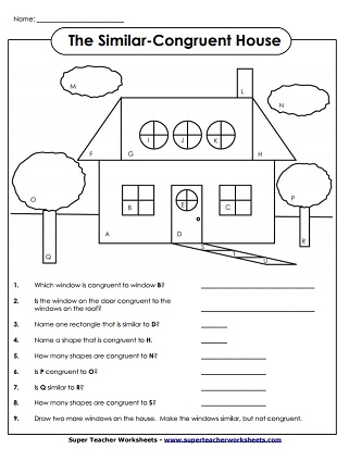 Geometry Worksheets : Congruent and Similar Shapes