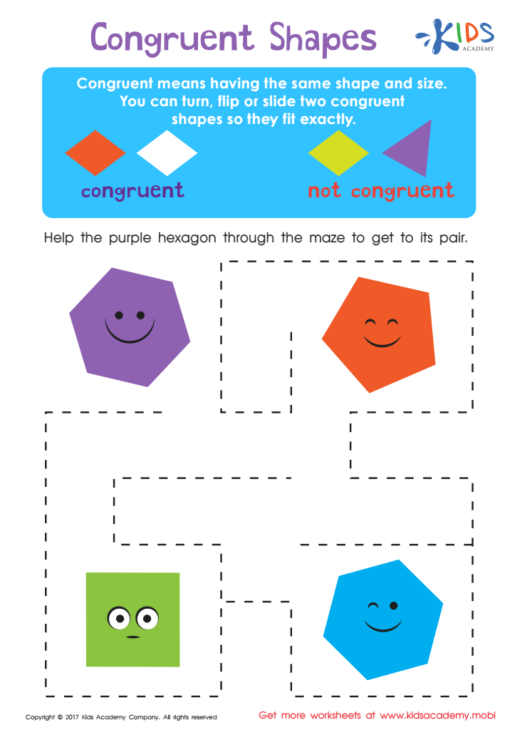 Congruent Shapes Worksheet: Free Printable PDF for Kids