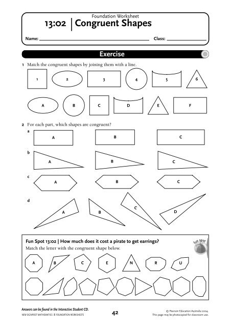 congruent shapes worksheet