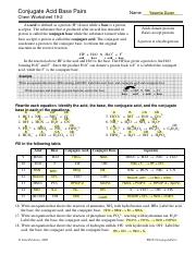 Conjugate Pairs WS pdf Conjugate Acid Base Pairs Name Chem
