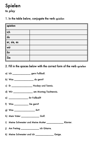 conjugation of verbs worksheet