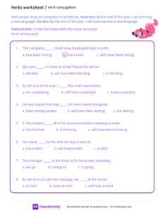 conjugation of verbs worksheet