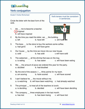 conjugation of verbs worksheet