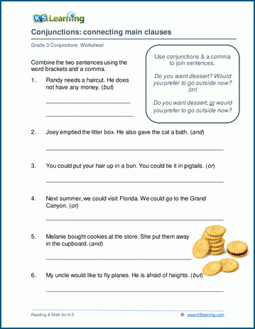 Coordinating conjunctions | Worsheets library