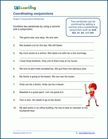 Coordinating conjunctions worksheets | Worsheets library