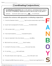 conjunctions worksheet 3rd grade