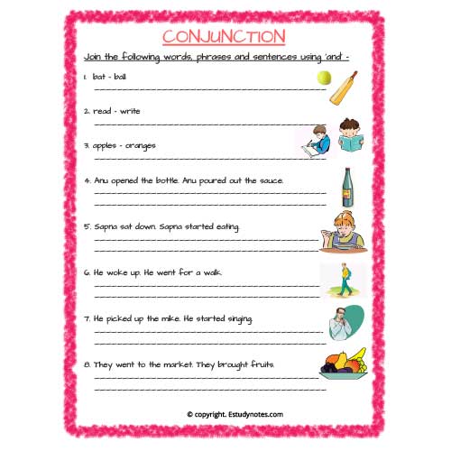 English Conjunction And Worksheet 3 Grade 3