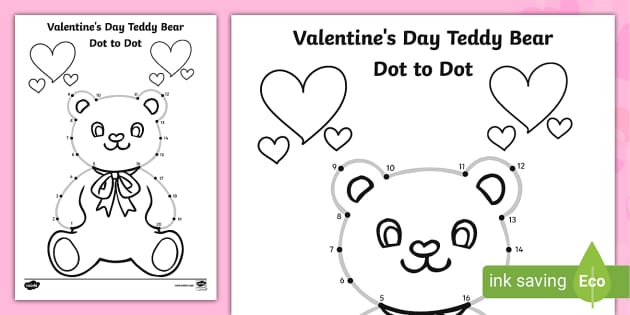 FREE! - Valentines Day Teddy Bear Connect the Dots | Valentines