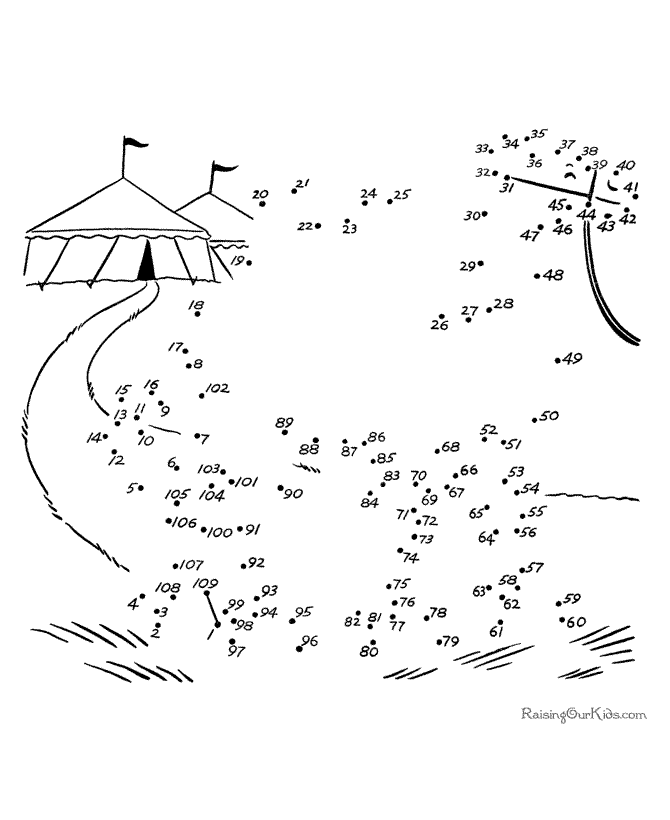 Hard Connect the Dots Worksheet of Circus
