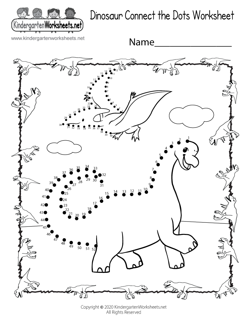 Dinosaur Connect the Dots Worksheet - Free Printable, Digital, &  PDF