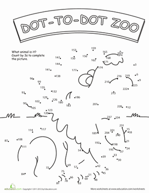 Dot to Dot Zoo: 3s | Worksheet 