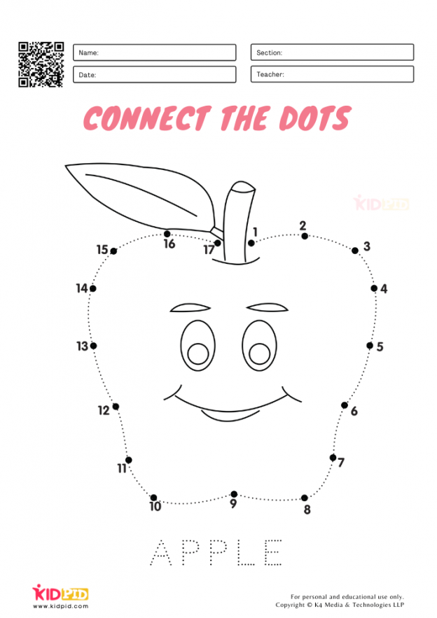Fruits Connect the Dot Worksheets for Kids - Kidpid