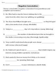Connotation and Denotation Worksheets