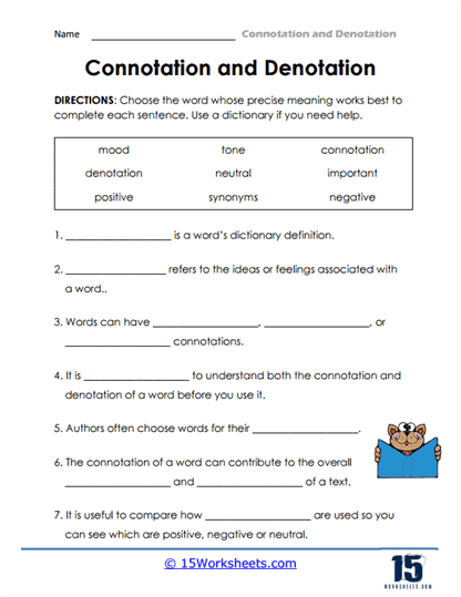 Connotation and Denotation Worksheets - 15 Worksheets Library
