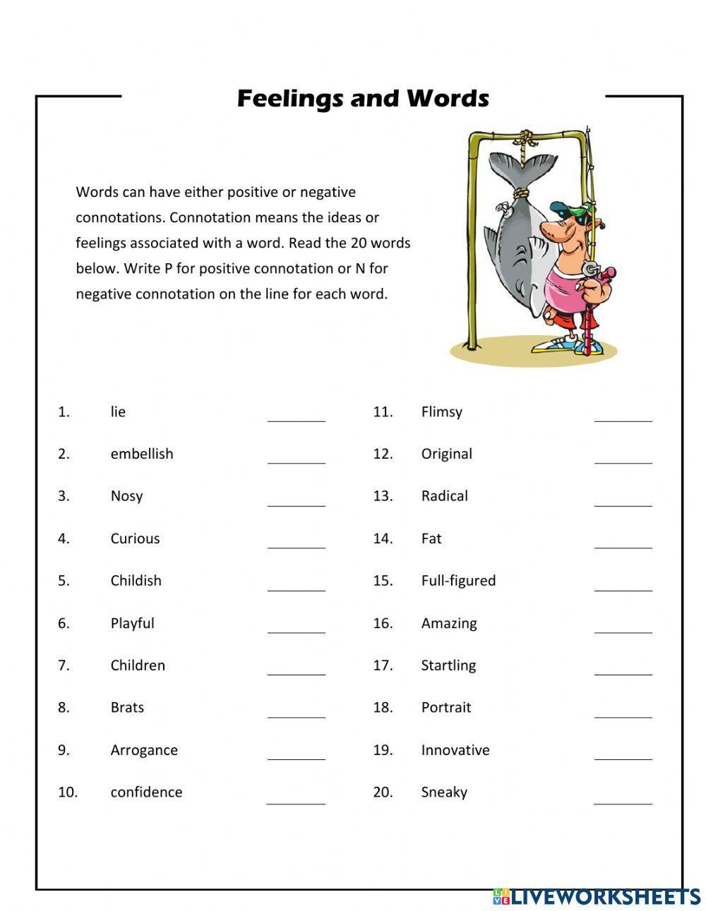 Denotation and connotation online exercise for  