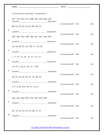 consecutive integers worksheet with answers