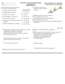 conservation of energy worksheet
