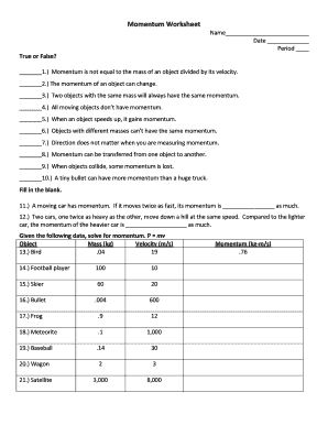 conservation of momentum worksheet answers chapter 8