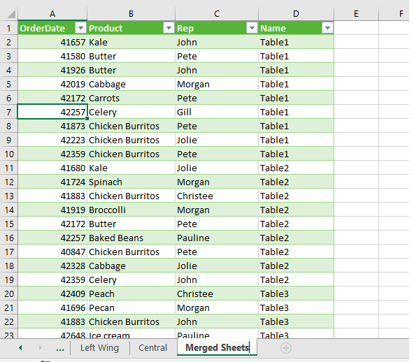 consolidate data from multiple worksheet in a single worksheet