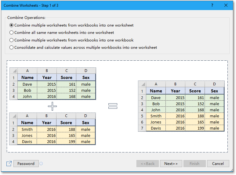 consolidate multiple worksheet into one