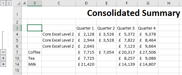 consolidate worksheet