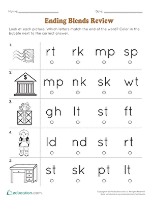 Consonants blends exam /worksheet with answer key. by Joyce ...