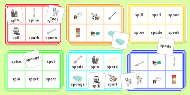 Consonant Blend Bingo Cards 3-4 Worksheets
